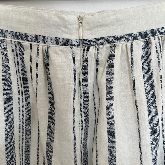 Womens Deane & White Skirt UK 16 A-Line Linen Stripe Cream Midi Length Pockets - Picture 7 of 11